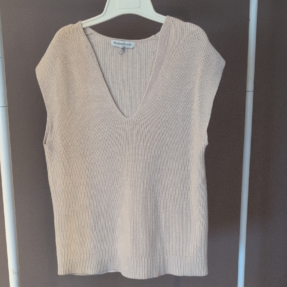 Weekend Stories Wool/Cotton Oversized Sweater Vest Revolve Small